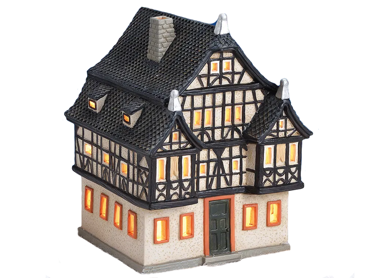 Fachwerkhaus Dreigiebelhaus - Lichthaus aus Porzellan handbemalt