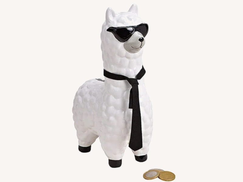 Spardose Lama mit Sonnenbrille aus Keramik Weiß, (B/H/T) 9x24x14cm
