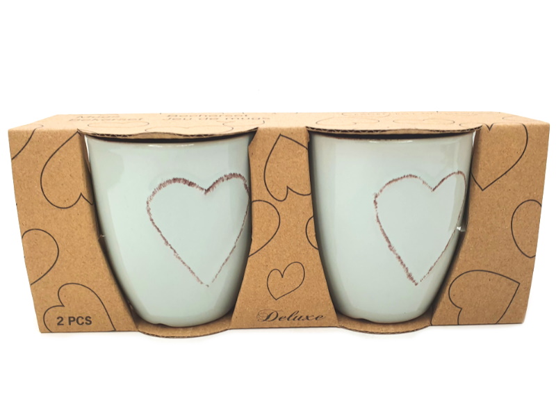 2er-Set Kaffeebecher Teetasse "Herz" je 200ML Geschenkset (mint) D6,8xH8cm