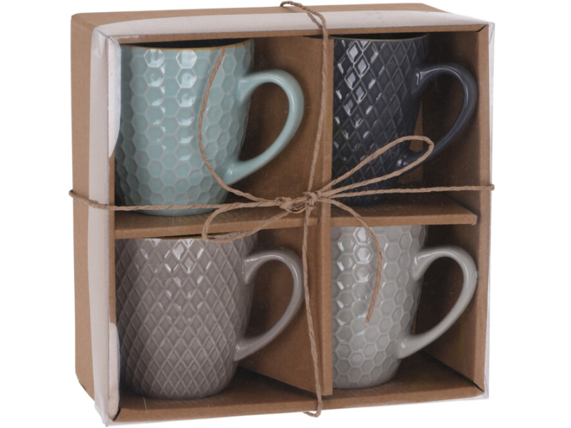 4er-Set Kaffeebecher Teetasse je 200ML Geschenkset (mint taupe grau) D8xH11xB9CM