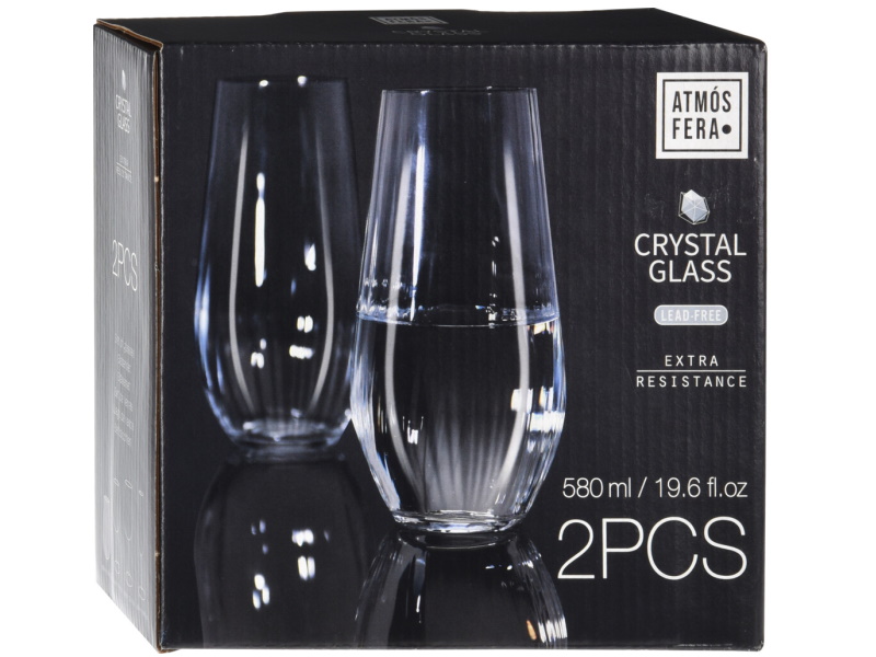 2er-Set Trinkglas Wasserglas aus Kristallglas extra widerstandsfähig - je 580ML