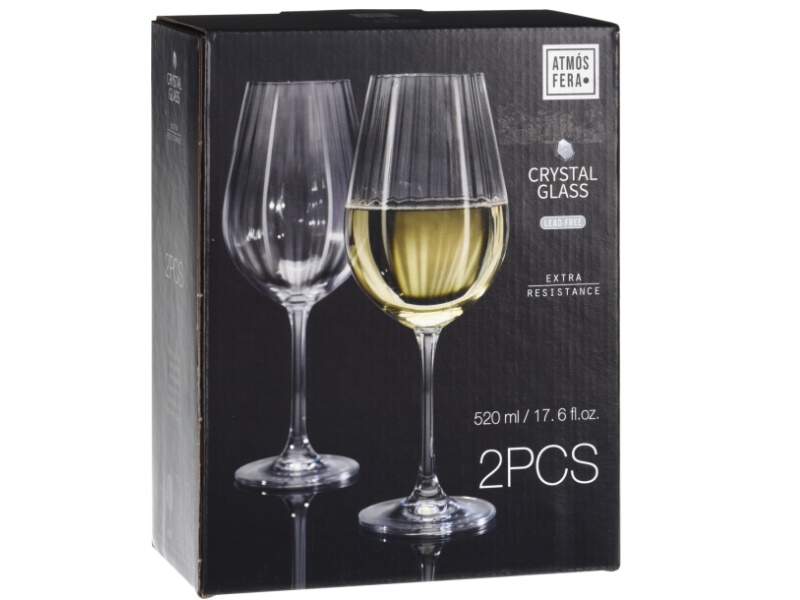 2er-Set Weinglas für Weisswein aus Kristallglas extra widerstandsfähig je 520ML