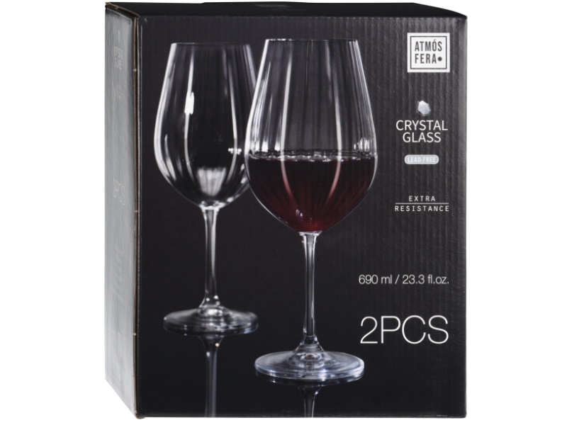 2er-Set Weinglas für Rotwein aus Kristallglas extra widerstandsfähig - je 690ML