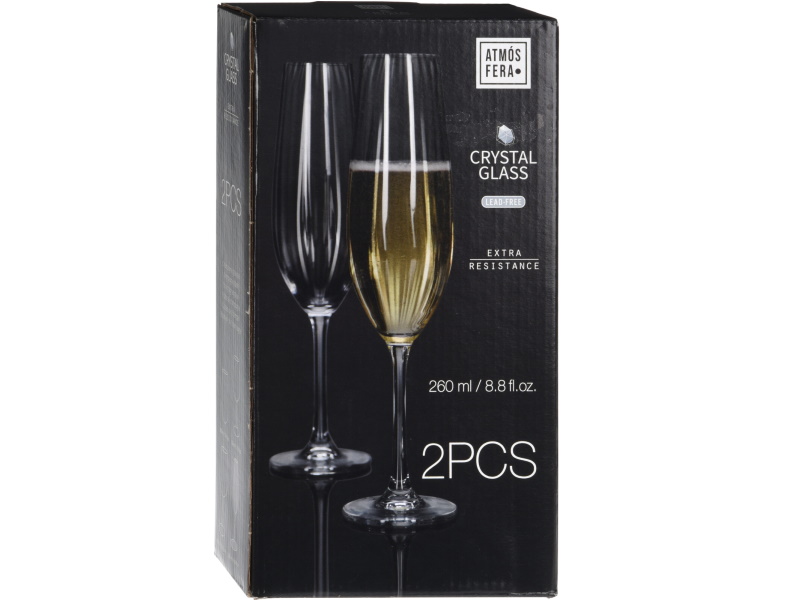 2er-Set Sektglas Champagnerglas aus Kristallglas extra widerstandsfähig je 260ML