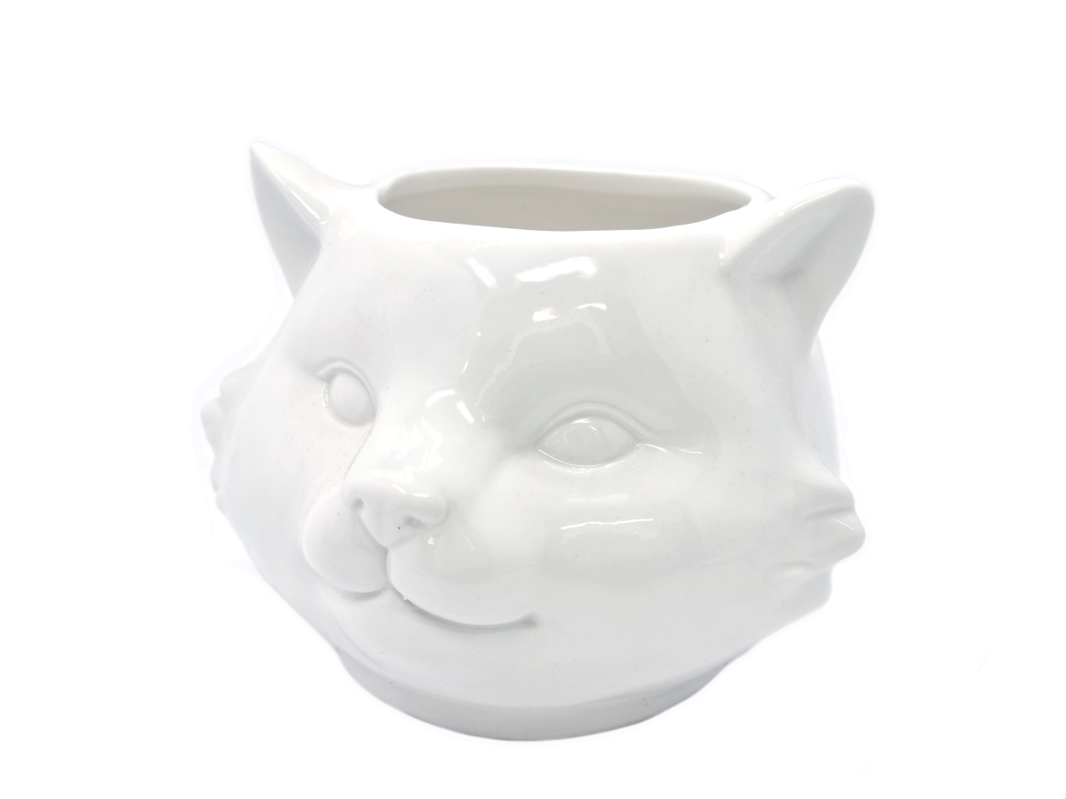Dekotopf Blumentopf "Katze Carla" aus Keramik (Weiss) B15xH13xT10cm