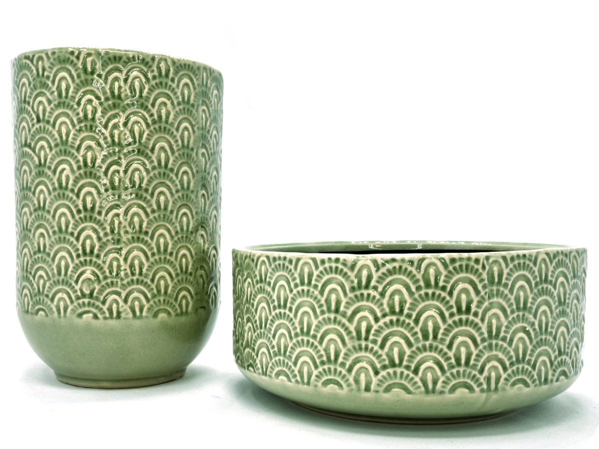 2 teiliges Spring-Set "Kati" aus Keramik mit Schale und Vase