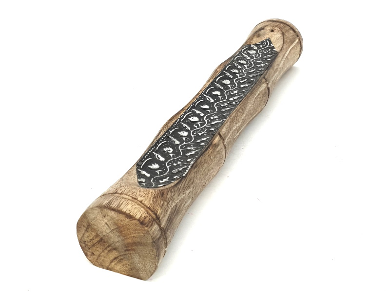 Räucherstäbchenhalter Indien aus Holz zick zack (braun silber) Breite 30cm x Höh