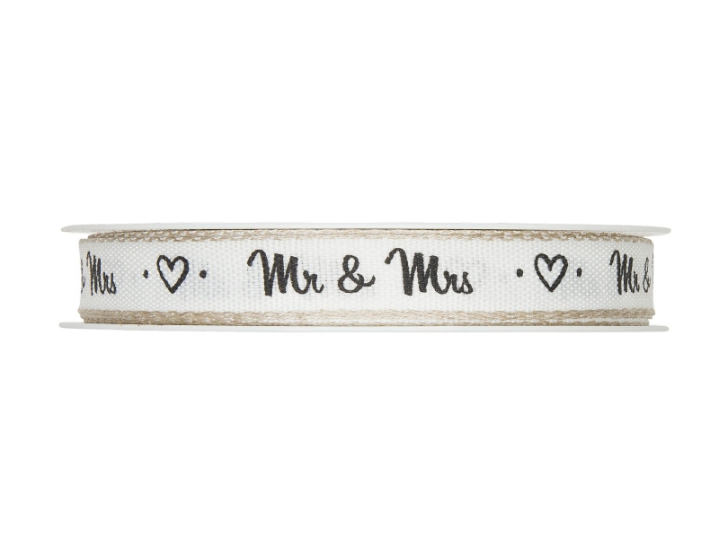 Dekoband „Mr & Mrs“ (weiss) - Bastelband Schmuckband Geschenkband Breite 15mm x 