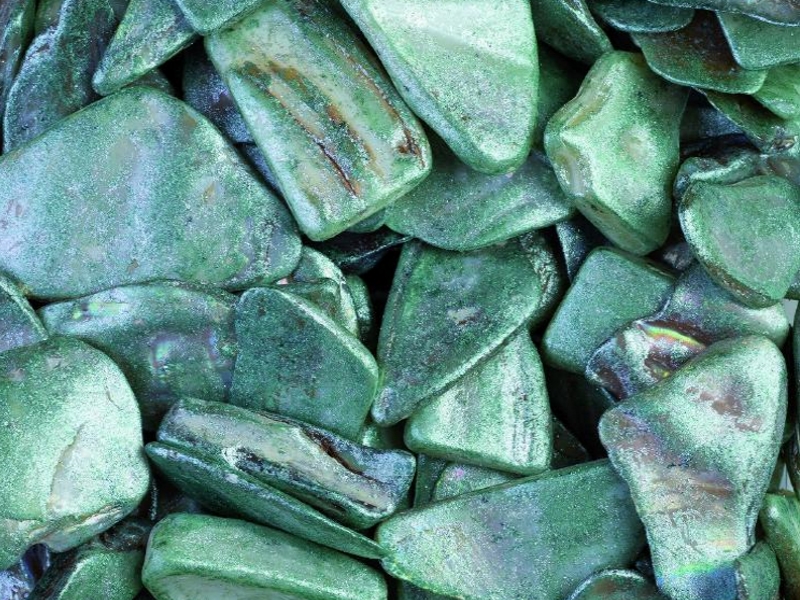 Muschelplatten (grün) - Dekosteine 10-20mm glänzend - 330ml