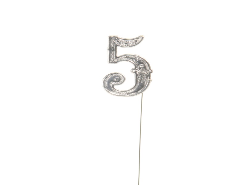 Jubelzahlen - Zahlen zum Stecken an Draht  in Silber - Höhe 6,5cm - Zahl - 5