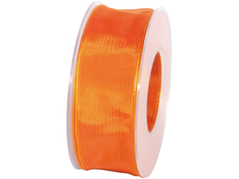 Dekoband mit Draht - Satinband Geschenkband - 40 mm x 25 m Orange