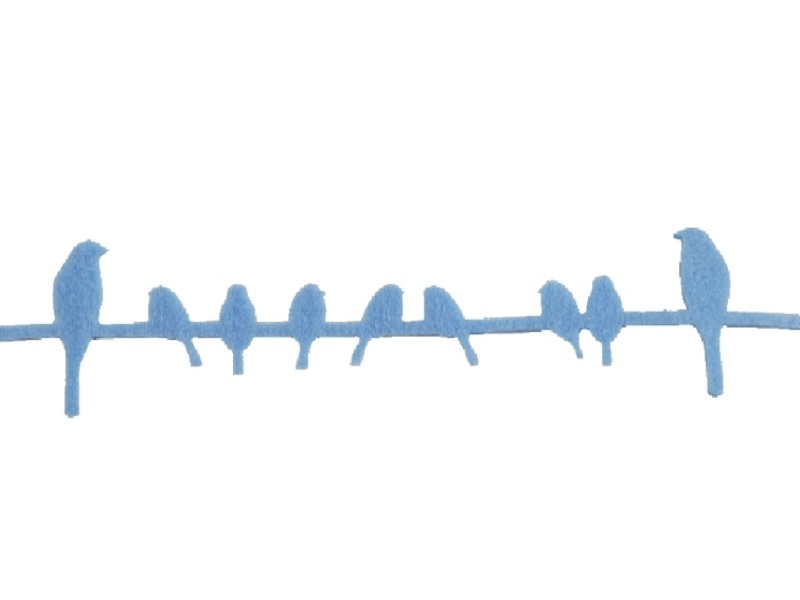 5 x Dekoband Vogelband aus Filz BLAU 150cmx5cmx0,3cm