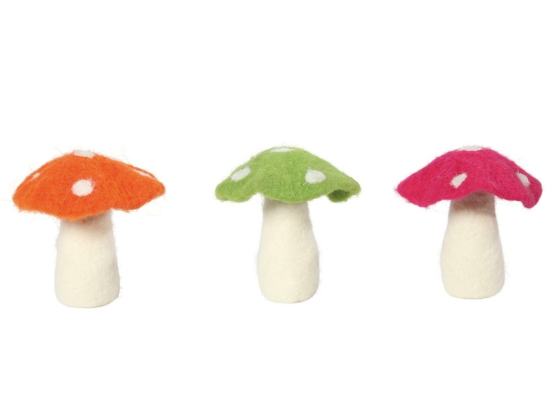 3 Pilze Poppy aus Wolle farblich sortiert 12cm