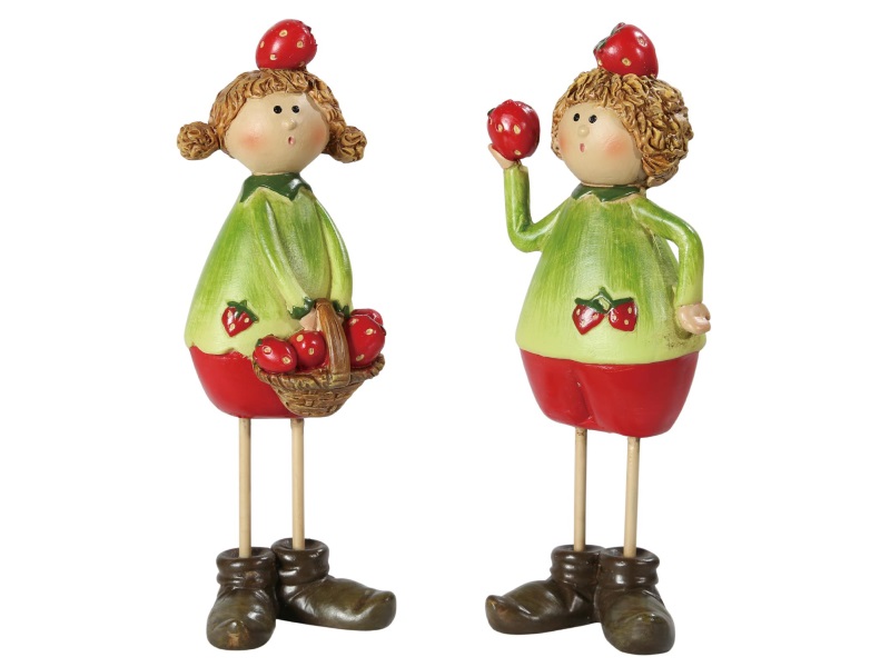 2 Erdbeerfiguren Deko-Figuren ROT-GRÜN 5,5x5x15cm