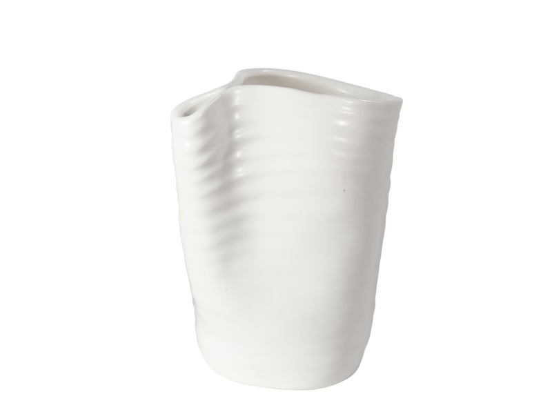 Vase Blumenvase Keramik WEISS MATT 10x7,7x10,7cm