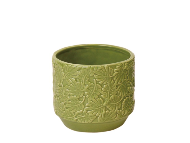 Kübel Übertopf Topf Monstera Keramik grün 10,5x9,3cm