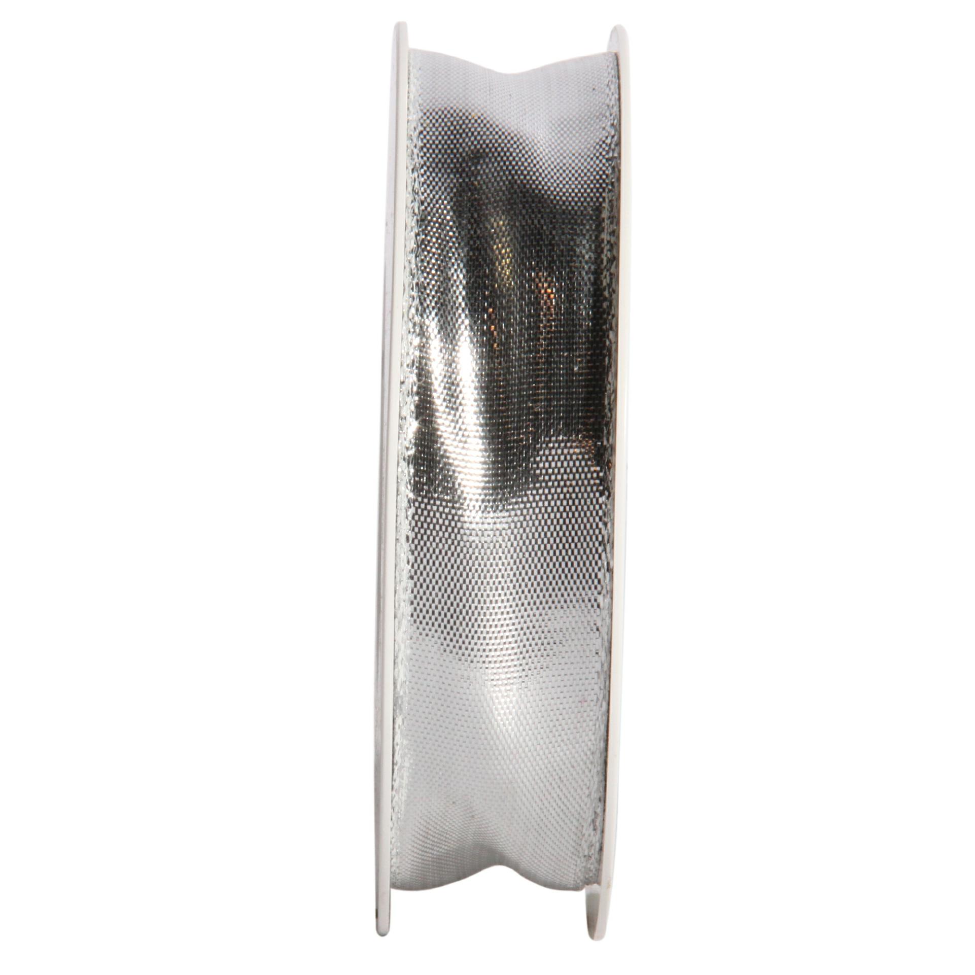 Dekoband GLITZER - Satinband Geschenkband, 40 mm x 25 m, Farbe Farbe Silber