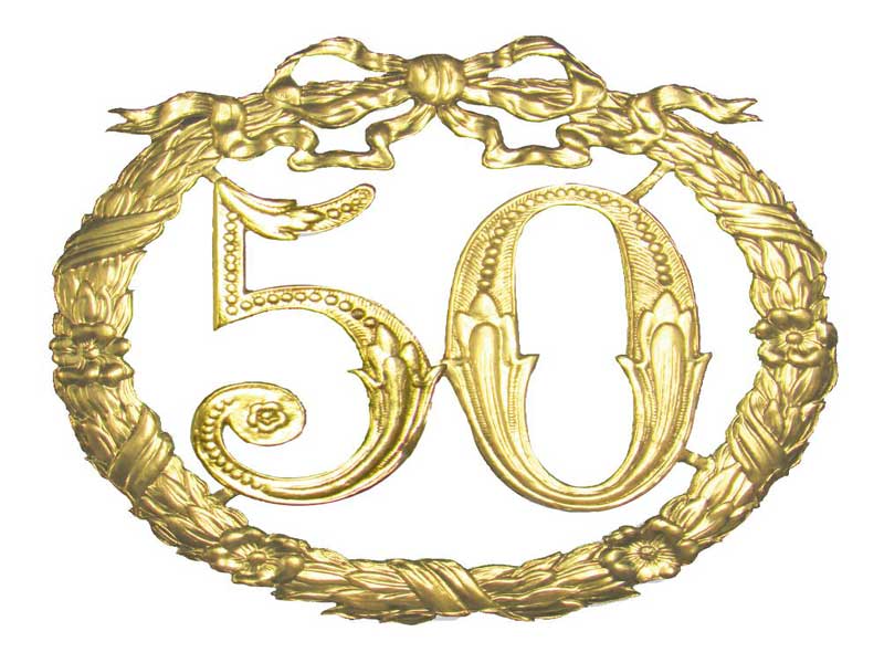 Jubelzahlen mit Kranz Ø 24 cm - in Gold - Zahl 50