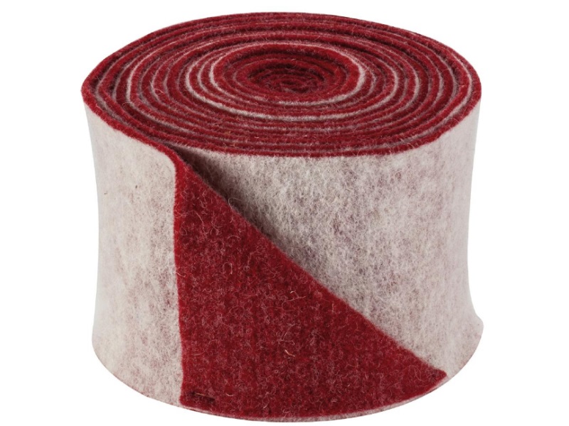 Topfband 2-farbig- Filz-Wolle - Filzband 15cm x 5m - Farbe Rot-Weiss