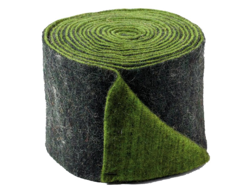 Topfband 2-farbig- Filz-Wolle - Filzband 15cm x 5m - Farbe Grün-Grau