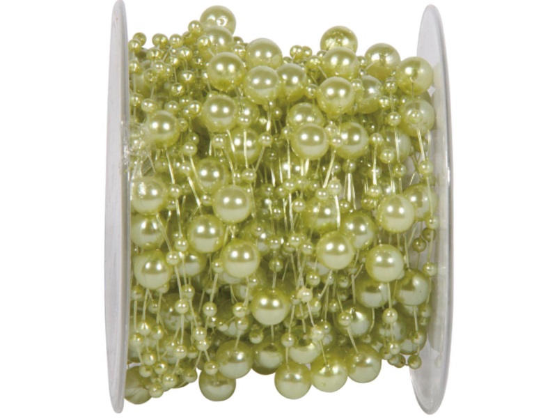 Qualitäts-Dekoband - Perlenband "Swenja" 6mm x 15m, Farbe Farbe Hellgrün