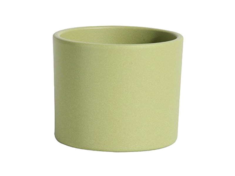 Blumenkübel "Zylindro" aus Keramik besandet in Bambus Grün  (Ø 15 cm)