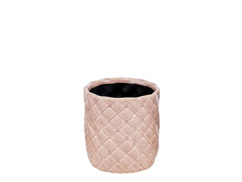Deko-Topf „Veli“ Kübel Übertopf aus Keramik - rosa - Ø10xH9,5m