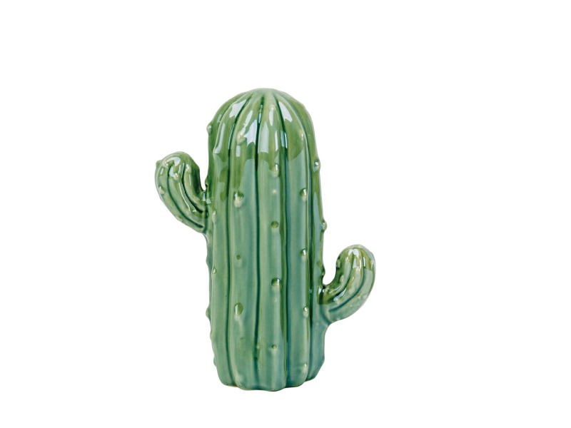 Deko-Figur Kaktus aus Keramik - grün - B10,6xT5,6xH14,5cm