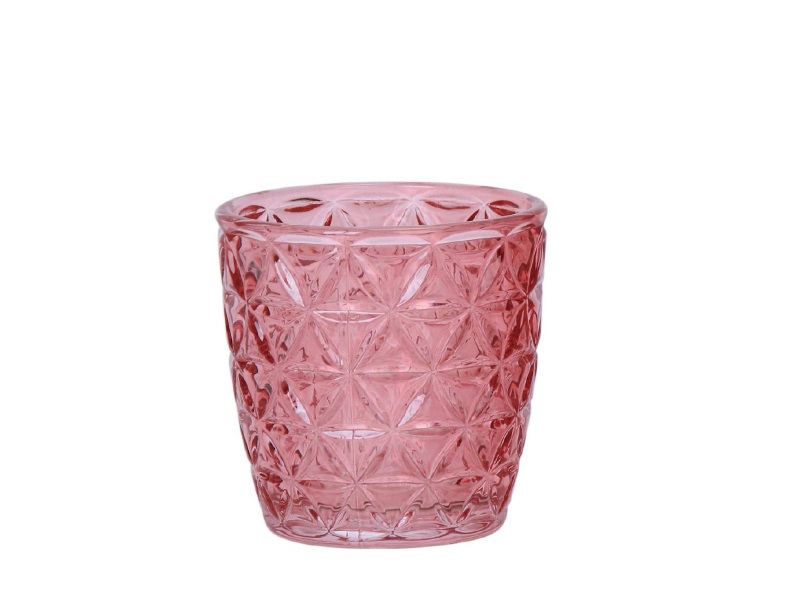 Windlicht Topf aus Glas verspiegelt - rosa - Ø7,5xH7,5cm