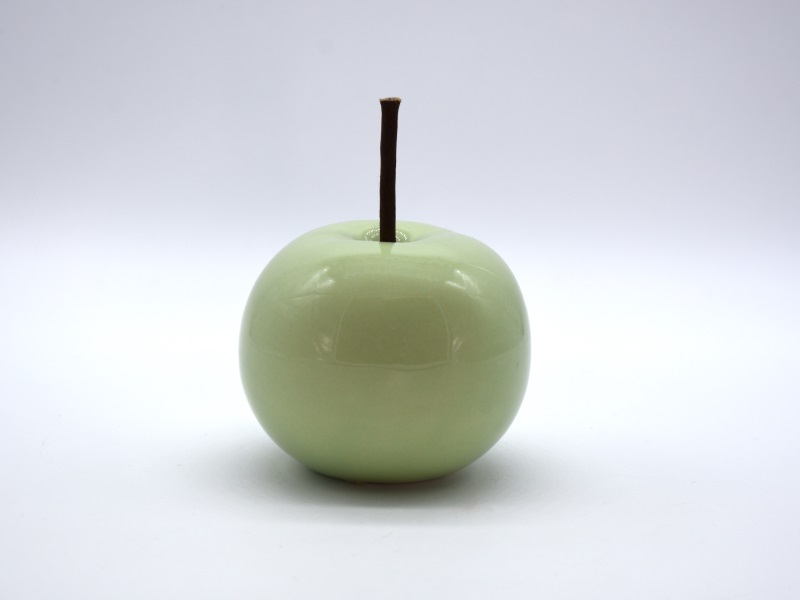 Apfel Keramik Dekoapfel Dekofigur Dekoobst - Größe Ø8,5cm - H10cm, Farbe Hellgrü