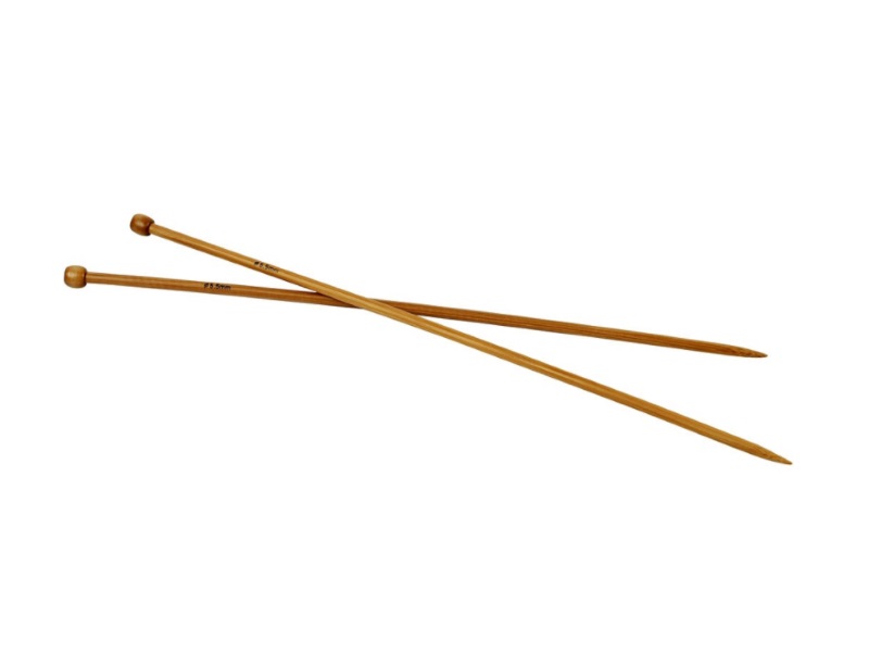 Stricknadel aus weichem Bambus - Länge 35cm -1Paar - Var. Nr. 5,5