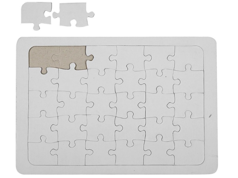 Puzzle zum selber Gestalten aus weißer Pappe zum Verzieren - 5 Stk. - A4 21x30cm