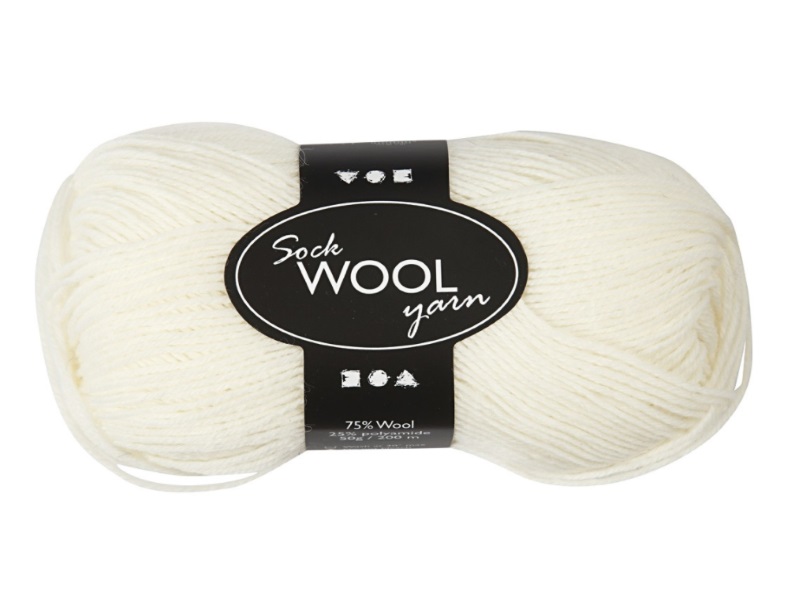 Sockenwolle Wolle - Länge 200m - 50g  Farbe Creme