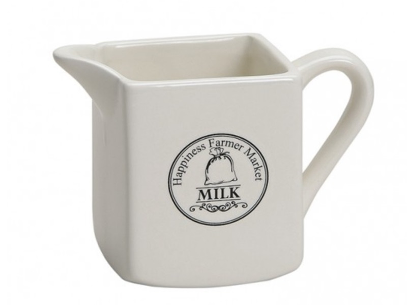 Milchkännchen aus Keramik "Milk" 200ml B12/T6/H8 cm im Retro-Stil