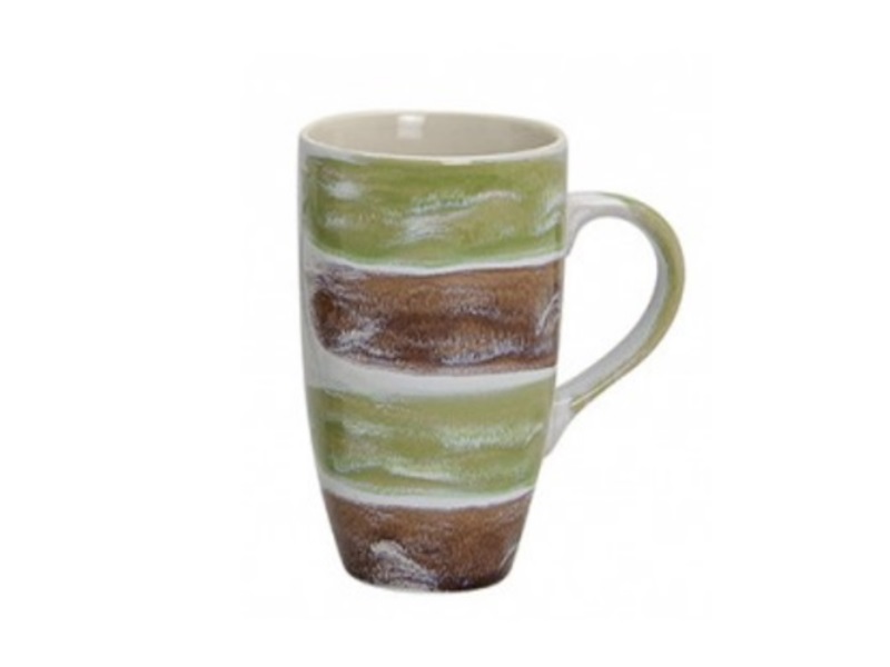 XL Kaffeetasse oder Teetasse modernes Design H13cm Ø8cm Farbe Grün - Braun