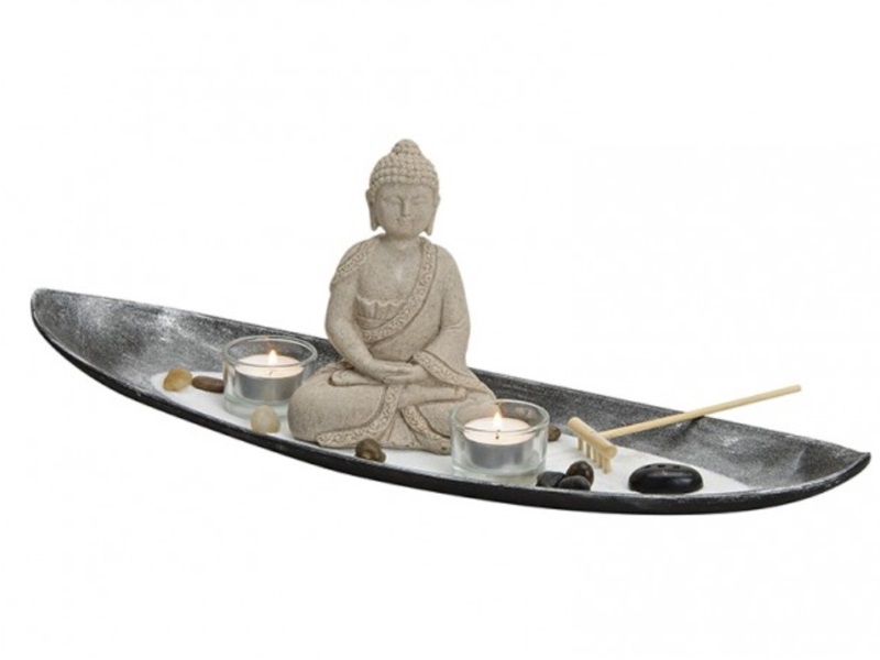 Zen Garten Schale Buddha B52 T16 H18 Cm Deko Set Mit Sand Steine