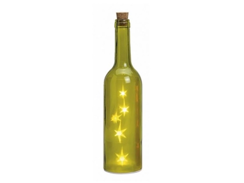 LED beleuchtete Glasflasche Gartenleuchte Dekoleuchte Lampe 29 x 7 cm Farbe Grün