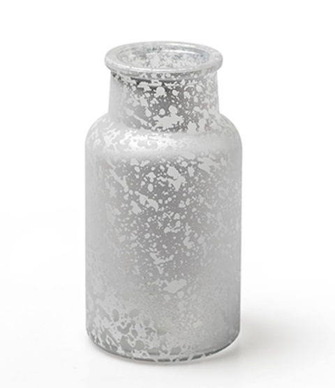 Glasvase "BRAXTON" H14cm Ø7cm - Blumenvase Tischvase Vase Farbe Silber