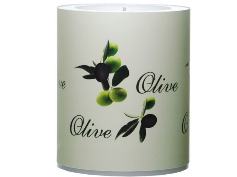Wunderschöne Themen-Motiv Kerzen - Lampion Kerze - Ø100mm  x H120mm Olive