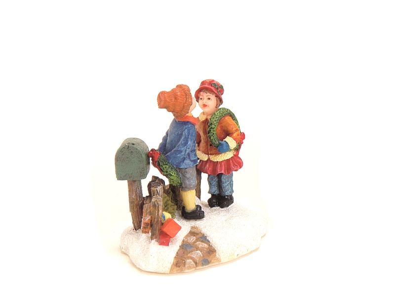 Weihnachtliche Miniatur-Figuren Winterwelt-Szene aus Poly Höhe 6 cm – Kinder am