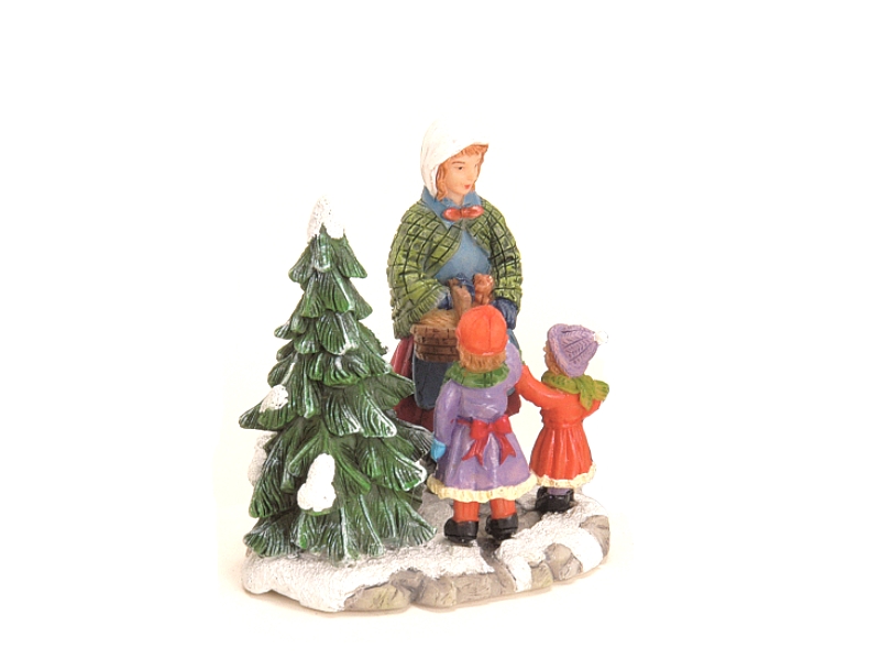 Weihnachtliche Miniatur-Figuren Winterwelt-Szene aus Poly Höhe 6 cm – Frau mit K