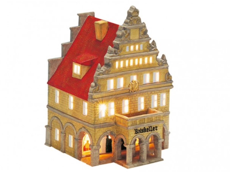 Ratskeller in Münster aus Porzellan – Windlicht Lichthaus Miniatur-Modell – B17