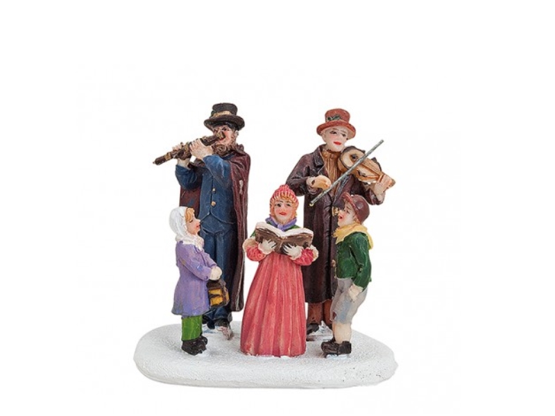 Weihnachtliche Miniatur-Figuren Winterwelt-Szenen aus Poly - Sängergruppe - B7 x
