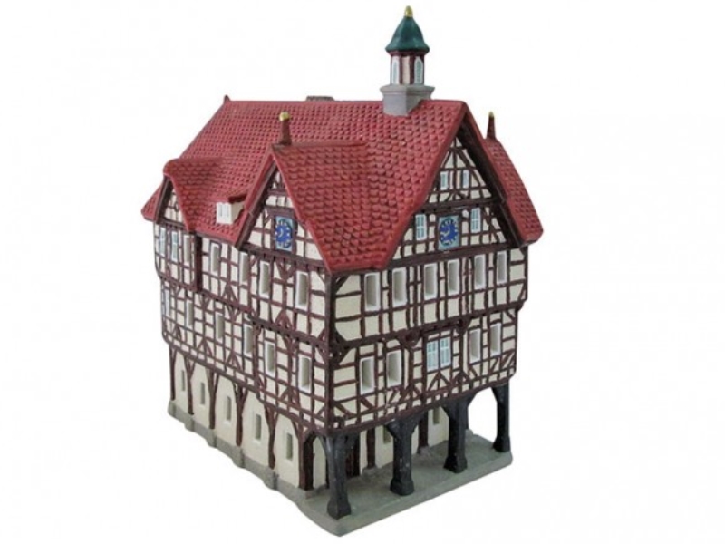 Rathaus Bad Urbach aus Porzellan – Windlicht Lichthaus Miniatur-Modell – B14 x H
