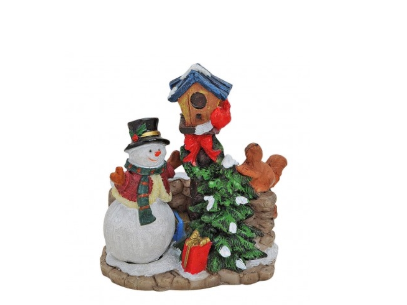 Weihnachtliche Miniatur-Figuren Winterwelt-Szene aus Poly Höhe 7 cm - Schneemann