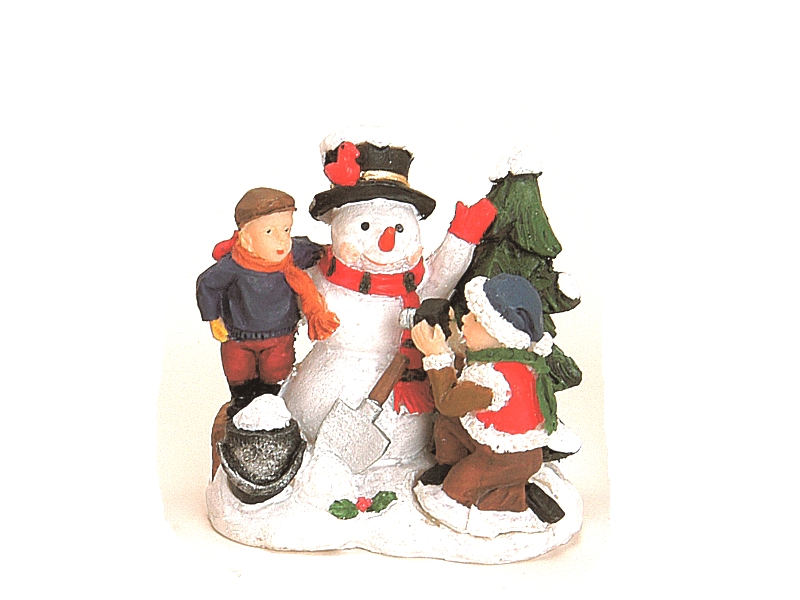Weihnachtliche Miniatur-Figuren Winterwelt-Szene aus Poly Höhe 6 cm – Foto mit S