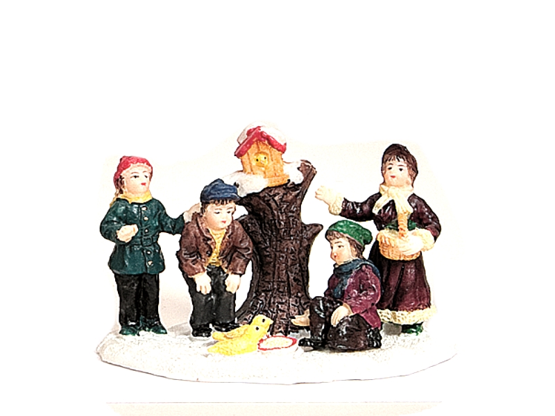 Weihnachtliche Miniatur-Figuren Winterwelt-Szene aus Poly Höhe 7 cm – Kinder füt