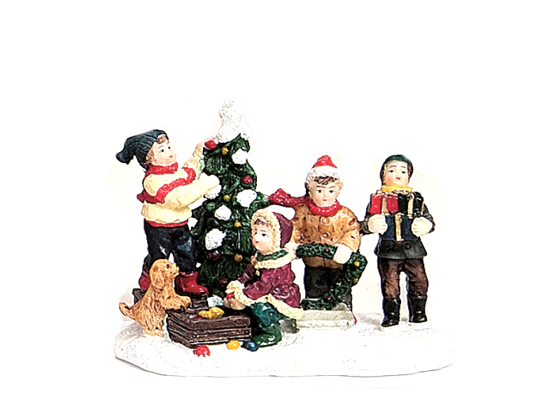 Weihnachtliche Miniatur-Figuren Winterwelt-Szene aus Poly Höhe 7 cm – Kinder sch