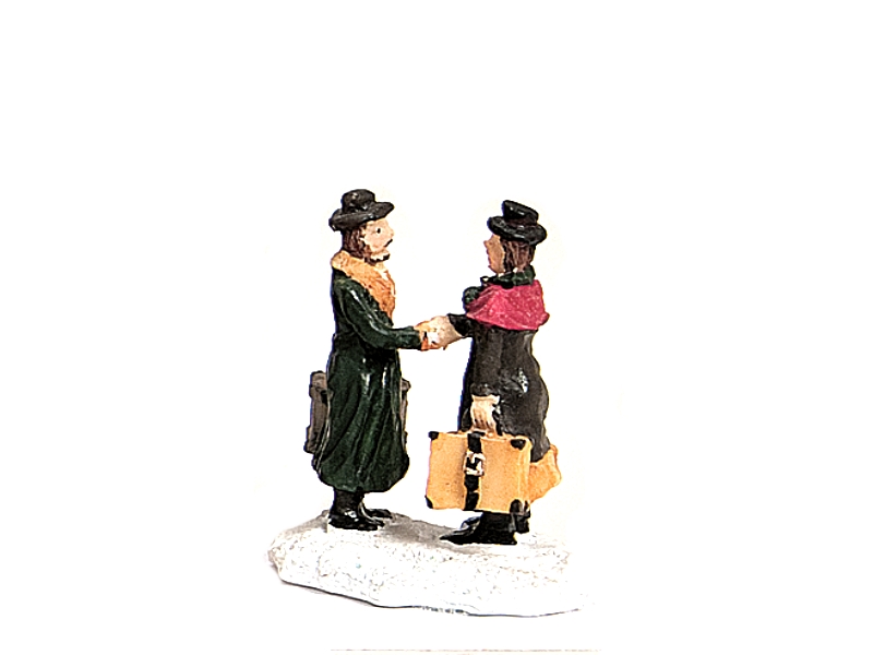 Weihnachtliche Miniatur-Figuren Winterwelt-Szene aus Poly Höhe 7 cm – Begrüßung