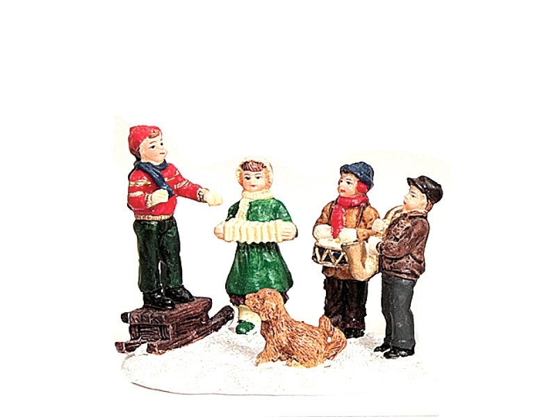 Weihnachtliche Miniatur-Figuren Winterwelt-Szene aus Poly Höhe 7 cm – Musiker mi